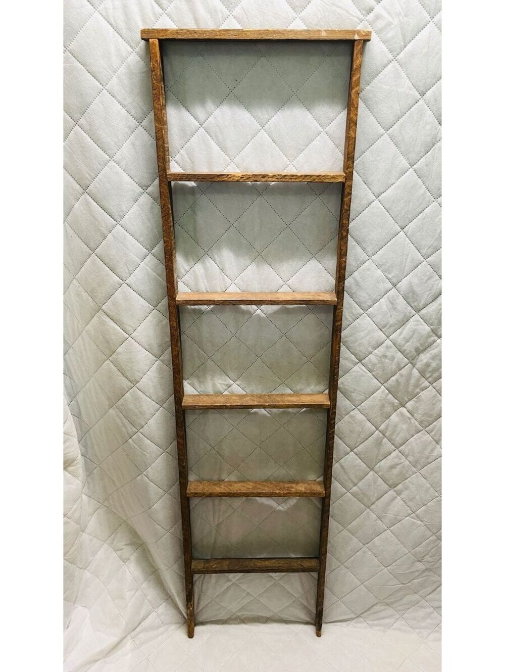 Vintage Wooden Ladder Shelf with 5 Rungs Narrow 12 x 48 x 2